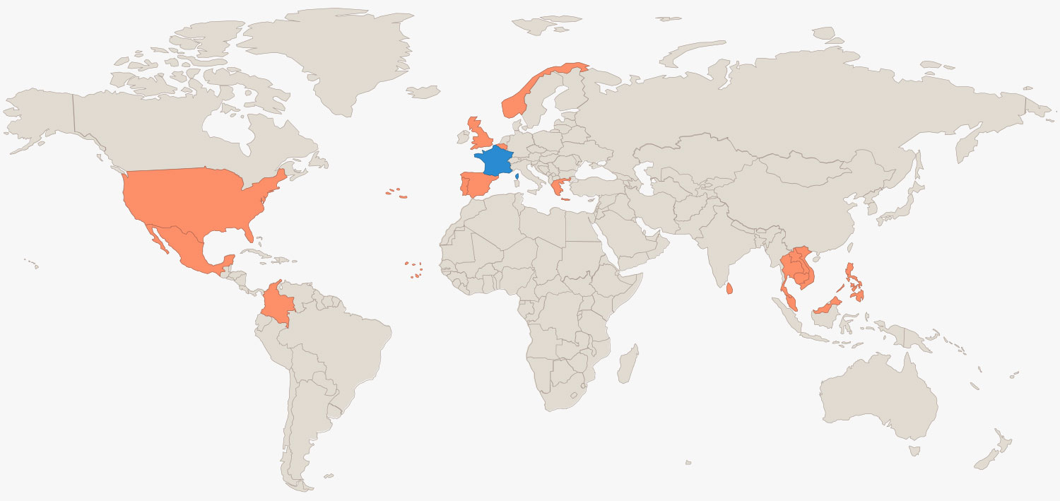 Map monde pays visités